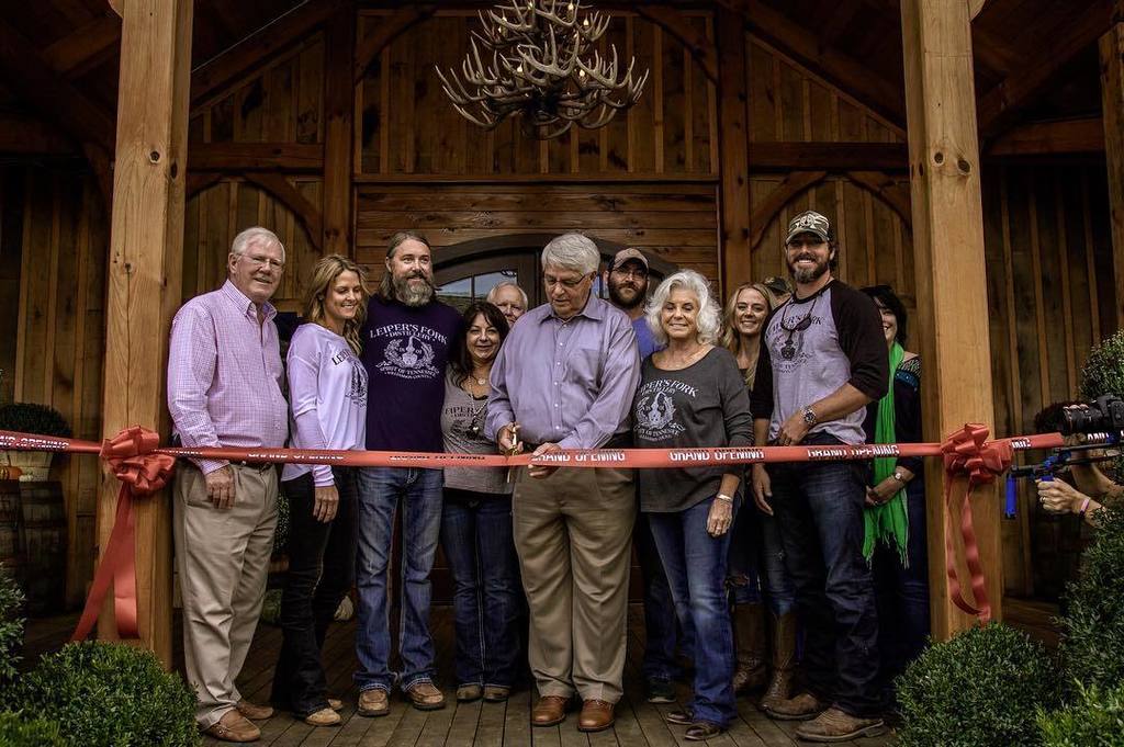 Ribbon cutting with the Leiper's Fork Distillery family and crew