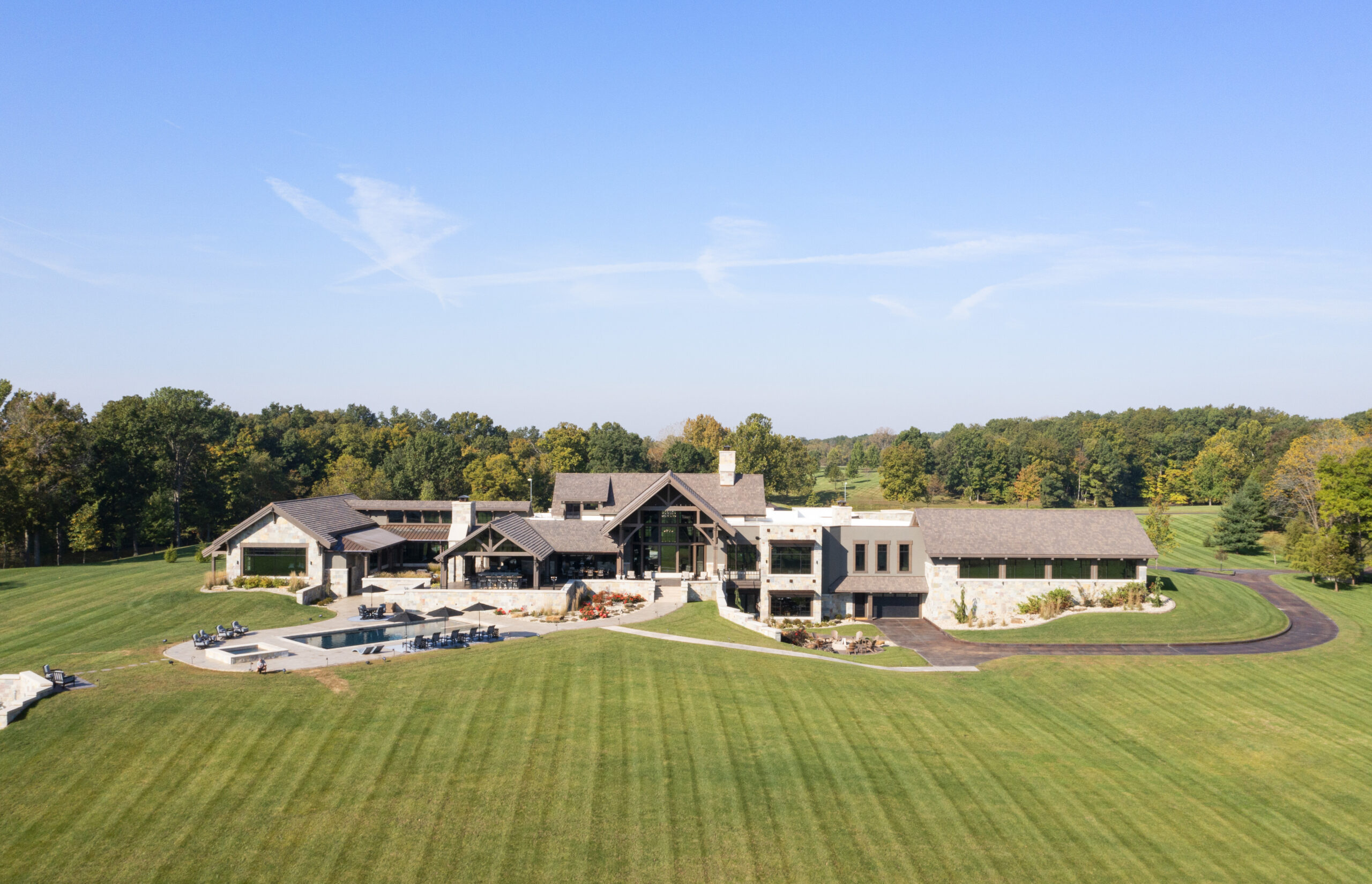 Paris, IL Timber Frame — Douglas Fir timber frame home with hammer-beam trusses