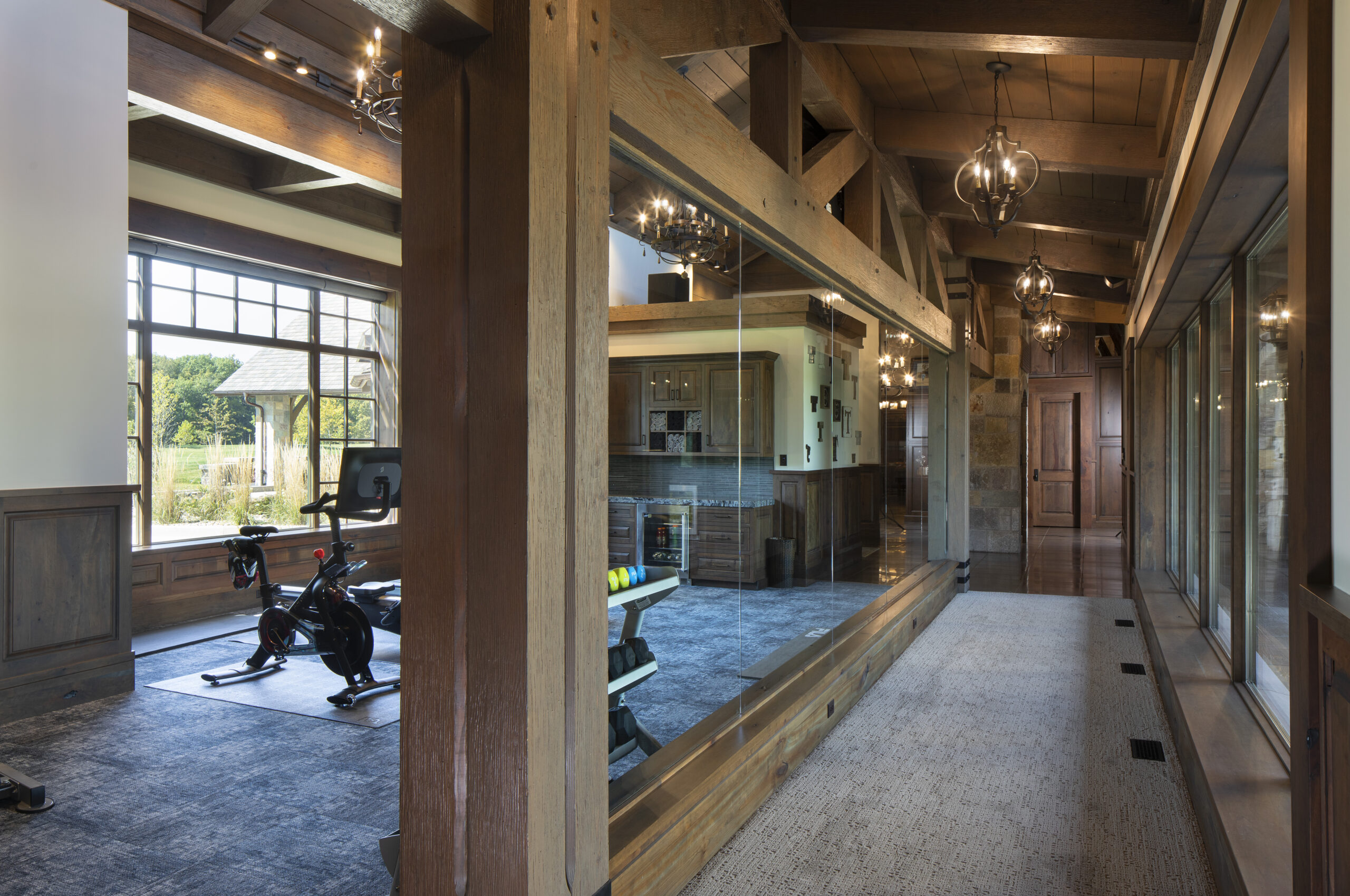 Paris, IL Timber Frame — Douglas Fir timber frame home with hammer-beam trusses