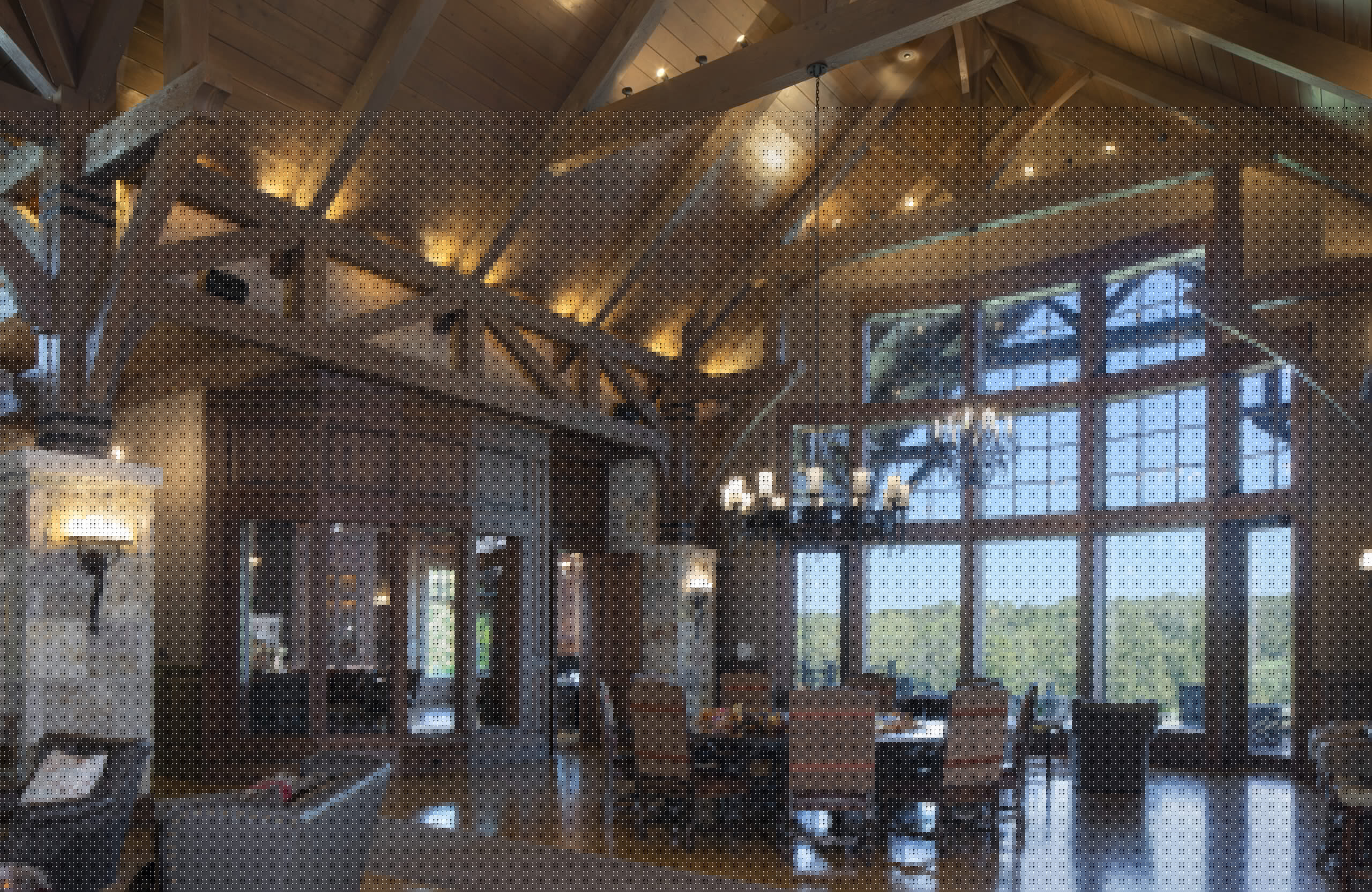 Paris, IL Timber Frame — Douglas Fir timber frame home with hammer-beam trusses