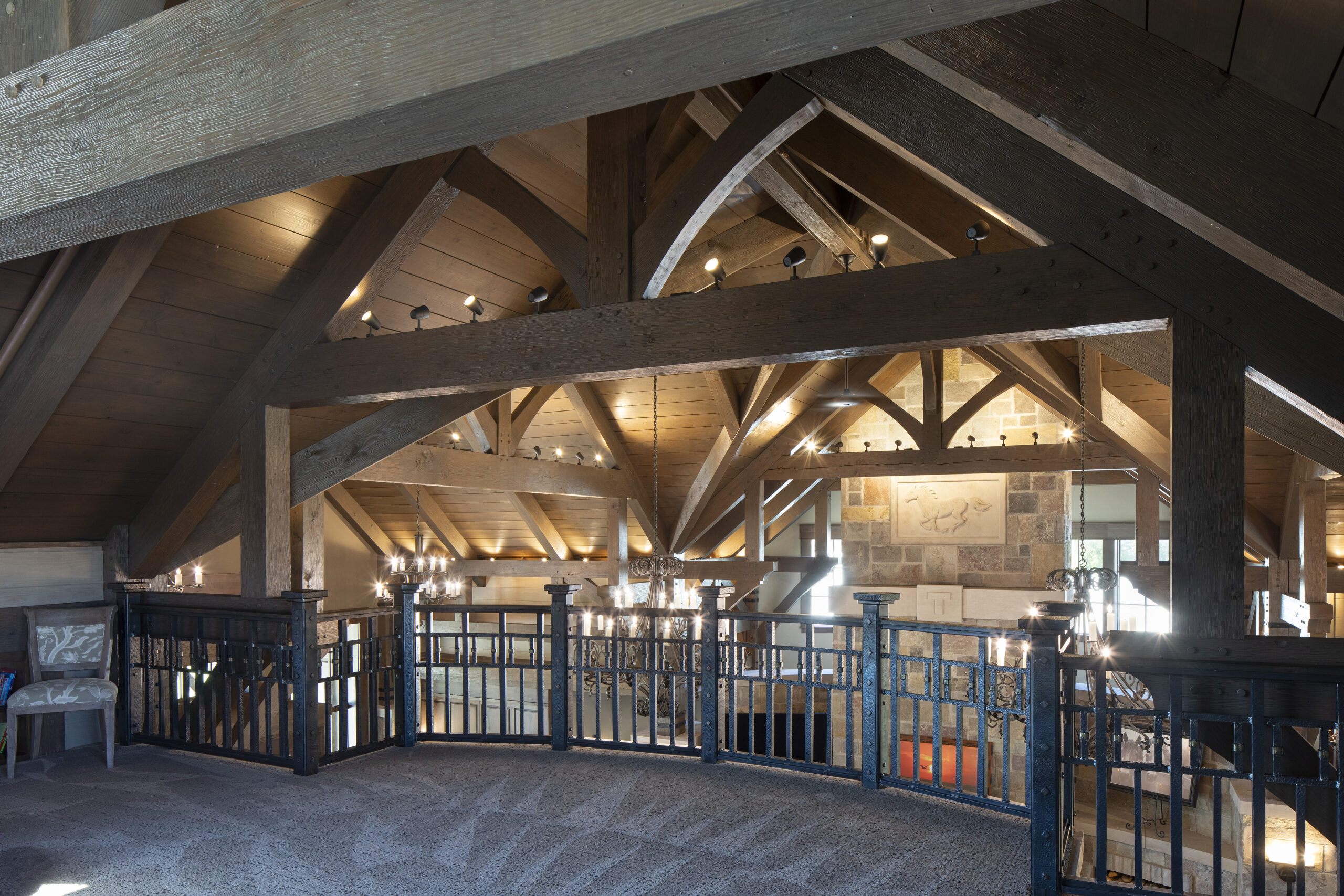 Paris, IL Timber Frame — Douglas Fir timber frame home with hammer-beam trusses