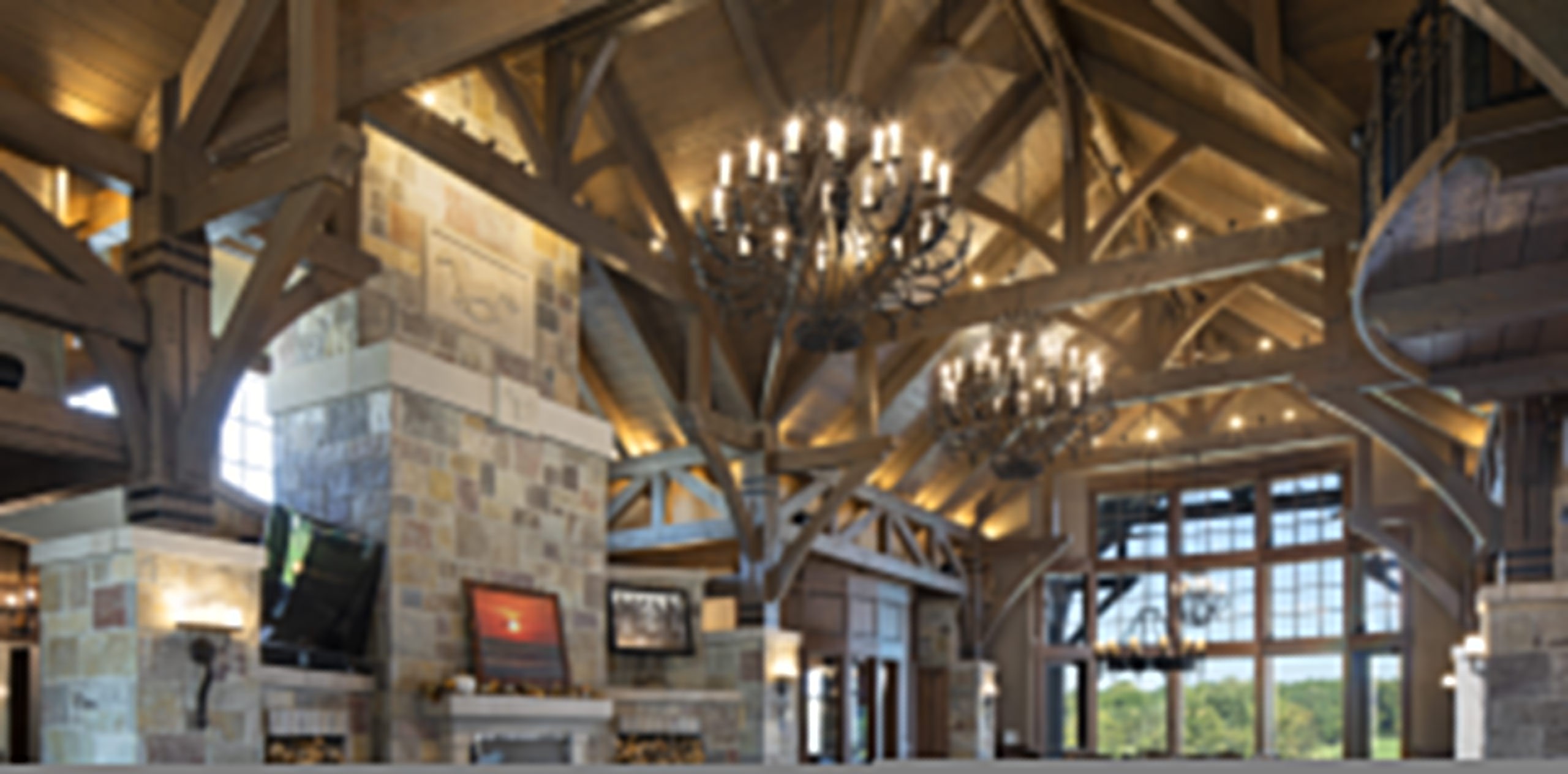 Paris, IL Timber Frame — Douglas Fir timber frame home with hammer-beam trusses