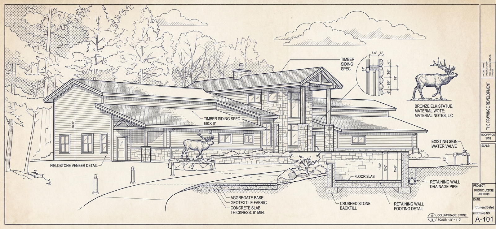 Lodge Elevation · Timber Sizing