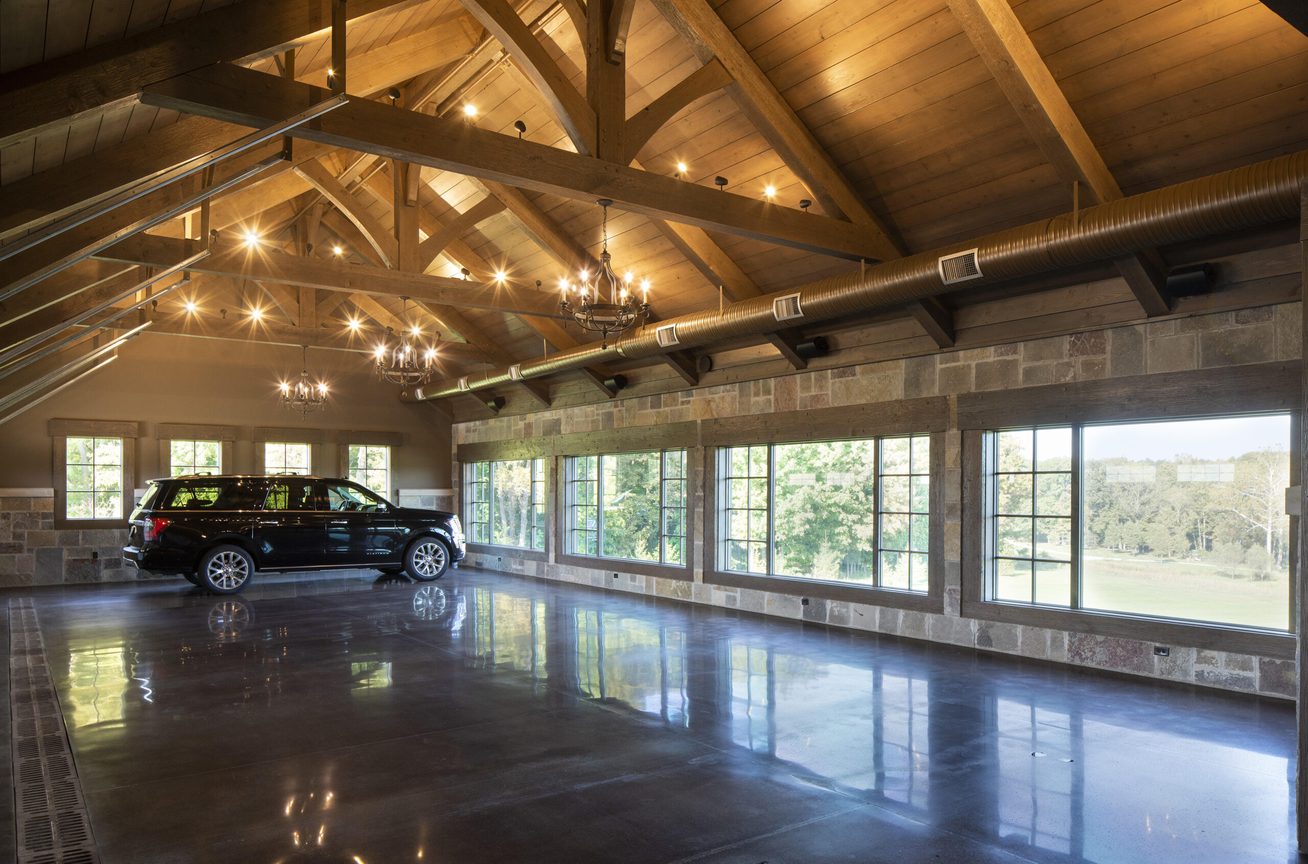 Paris, IL Timber Frame — Douglas Fir timber frame home with hammer-beam trusses
