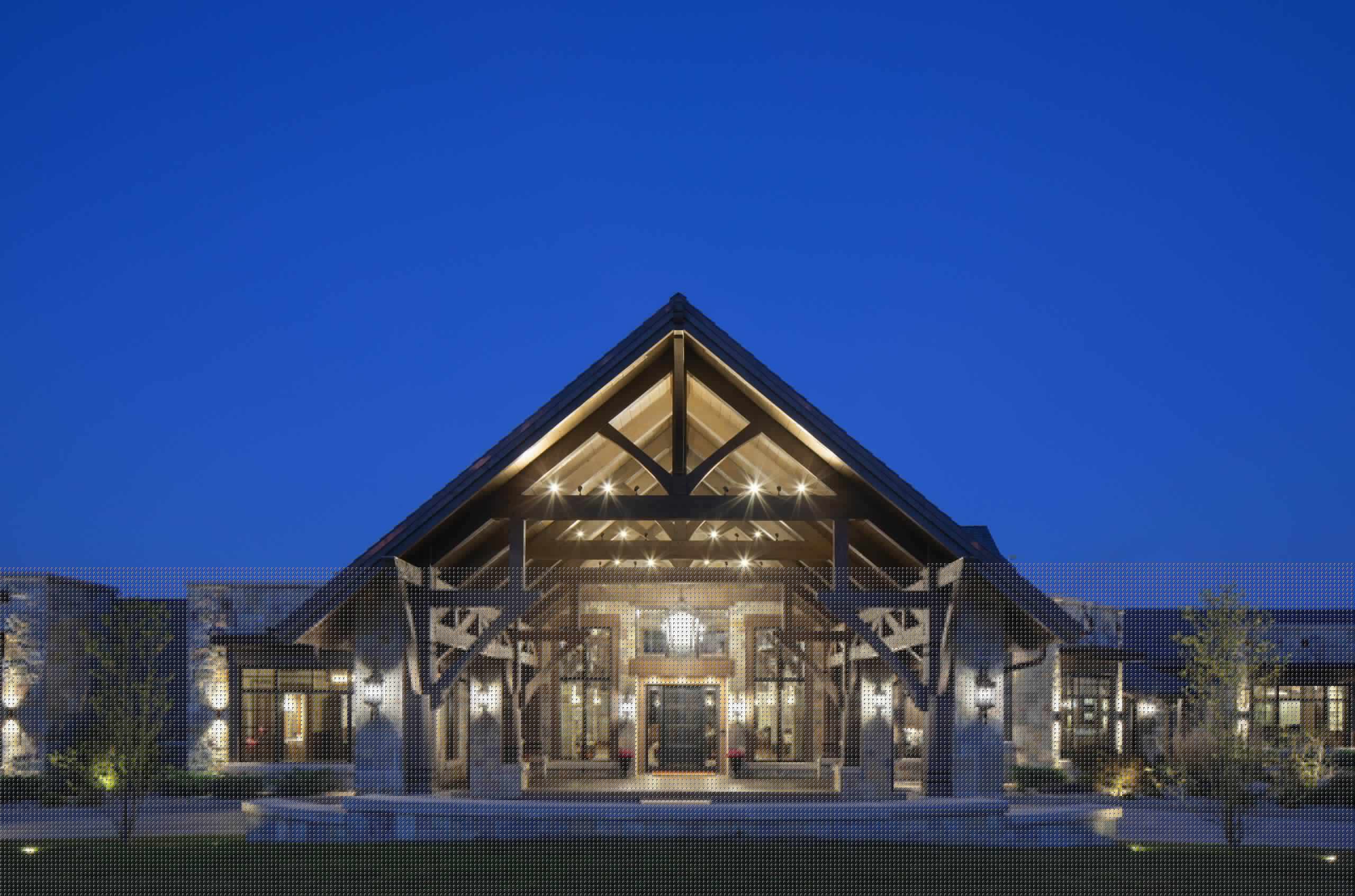 Paris, IL Timber Frame — Douglas Fir timber frame home with hammer-beam trusses