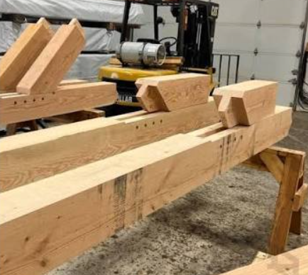 Detail of hewn timber joinery