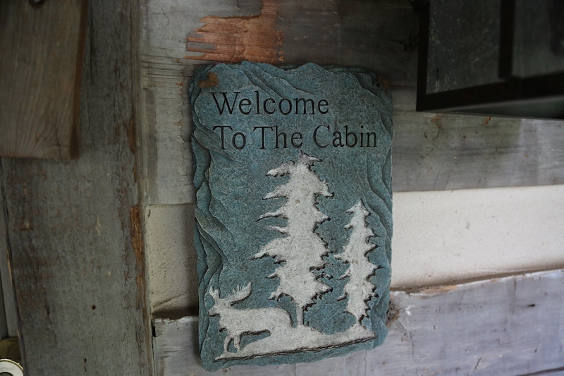Detail of the Cash Cabin — hand-hewn log corner and chinking